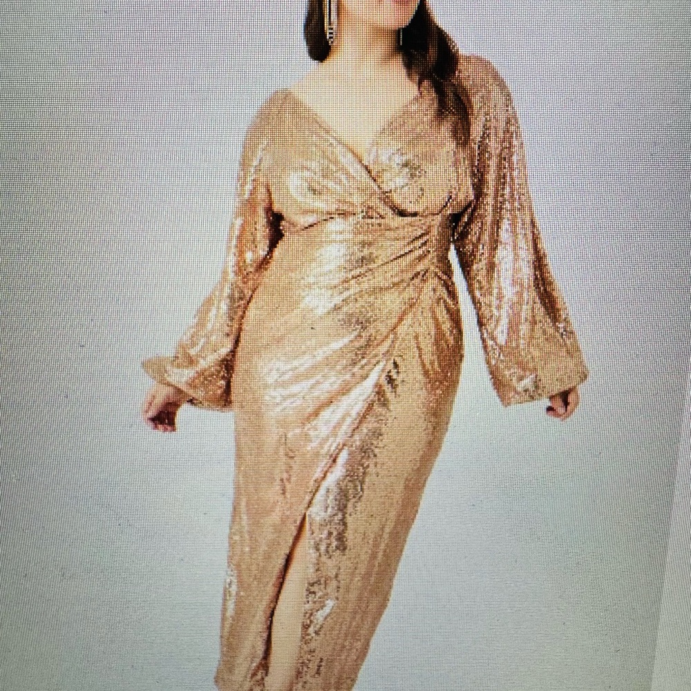 Rose gold sequin gown with slitted sleeves. Gorgeous. Size 1x